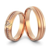 Aliança em Ouro 18k de Casamento Coração com Diamantes