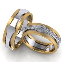 Aliança de Casamento e Bodas - com Diamantes - Ouro 18k