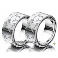 Aliança de Casamento em Ouro 18k Cravejada com Diamantes Glamour