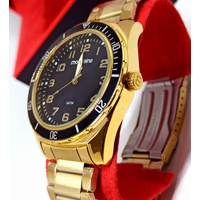Relógio Mondaine Masculino de Pulso Dourado Fundo Preto