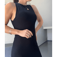 Vestido Midi Tassi Canelado Preto