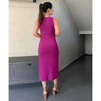 Vestido Midi Tassi Canelado Fúcsia