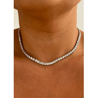 CHOKER RIVIERA GR CRISTAL BANHADA A RÓDIO BRANCO
