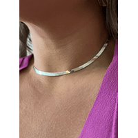 CHOKER FITA BANHADA A RODIO BRANCO