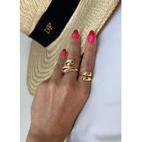 ANEL REGULÁVEL ABAULADO DUPLO BANHADO A OURO 