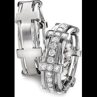  Conjunto de Alianças de Casamento com Engrenagem e 38 Diamantes de 5 Pontos - Casamento e Bodas 