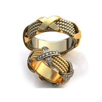 Aliança de Casamento Harmonia Entrelaçada Cravejada com Diamantes - Ouro 18k