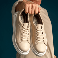 Sapatenis Casual Masculino Toquio em Couro - Marfim E L