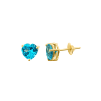 Brinco de Coração Azul Topázio em Ouro 18K - MI14557 - MICHELETTI JOIAS