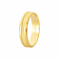 Aliança de Ouro Amarelo 18K 5mm Detalhe Central Trabalhado -... - MICHELETTI JOIAS