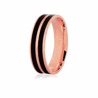 Aliança de Ouro Rosé 18K com Pigmento Preto 5mm Anatômica - ... - MICHELETTI JOIAS