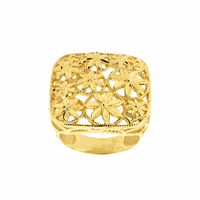 Anel Ouro 18K Quadrado Flores Diamantado - MI21387 - MICHELETTI JOIAS