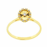 Anel Detalhe Oval Diamantado com Diamantes Ouro 18K - MI1676 - MICHELETTI JOIAS