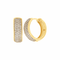 Brinco de Argola de Ouro Amarelo 18K com Zircônias 1,6cm - M... - MICHELETTI JOIAS