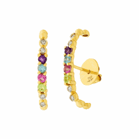 Brinco de Ouro 18K Ear Hook com Pedras Naturais Coloridas - ... - MICHELETTI JOIAS