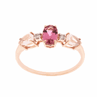Anel de Ouro Rosé 18K com Pedras de Quartzo Rosa, Turmalina ... - MICHELETTI JOIAS