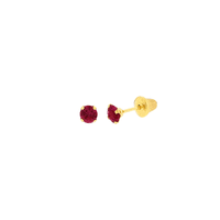Brinco de Ouro Infantil Zircônia Vermelha 3mm - MI13172 - MICHELETTI JOIAS