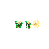 Brinco Ouro 18K Borboleta Pequeno Zircônias Verdes - MI20756 - MICHELETTI JOIAS