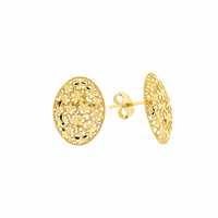 Brinco Ouro 18K Oval com Flores Diamantadas - MI21389 - MICHELETTI JOIAS