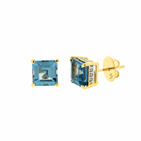 Brinco Ouro 18K Pedra Topázio Azul e Brilhantes - MI21681 - MICHELETTI JOIAS