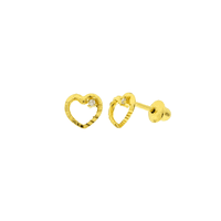 Brinco de Ouro 18K Coração Pequeno com Brilhante - MI22419 - MICHELETTI JOIAS