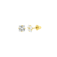 Brinco de Ouro 18K Zircônia Carre 4mm - MI22251 - MICHELETTI JOIAS