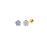 Brinco de Ouro 18K Zircônia Lilás Flor 5mm - MI22432 - MICHELETTI JOIAS