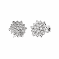 Brinco Flor de Ouro Branco 18K com Diamantes - MI22625 - MICHELETTI JOIAS