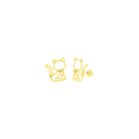 Brinco de Ouro 18K Gato com Zirconia - MI24130 - MICHELETTI JOIAS
