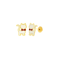 Brinco Infantil de Ouro 18K Gatinho Esmaltado - MI24292 - MICHELETTI JOIAS