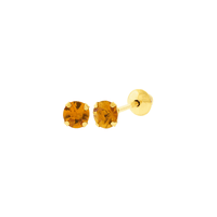 Brinco de Ouro 18K Pedra Citrino 3mm - MI25036 - MICHELETTI JOIAS