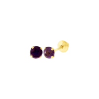 Brinco de Ouro 18K Pedra Ametista 3mm - MI25035 - MICHELETTI JOIAS