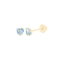 Brinco Coração Mini Zircônia Azul Ouro 18K - MI25535 - MICHELETTI JOIAS
