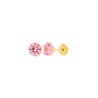 Brinco de Ouro 18K Zircônia Rosa 5mm - MI21450 - MICHELETTI JOIAS