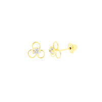 Brinco Infantil Flor com Zirconia em Ouro 18K - MI16740 - MICHELETTI JOIAS