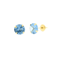 Brinco de Ouro 18K Zirconia Azul 6mm - MI19622 - MICHELETTI JOIAS