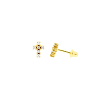 Brinco Infantil Cruz com Brilhantes Ouro 18K - MI3873 - MICHELETTI JOIAS