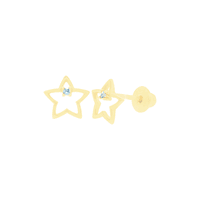 Brinco Infantil Estrela com Zircônia Azul Ouro 18K - MI25541 - MICHELETTI JOIAS