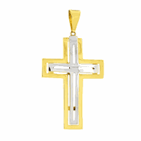 Pingente Cruz de Ouro 18K Bicolor Grande - MI21897 - MICHELETTI JOIAS