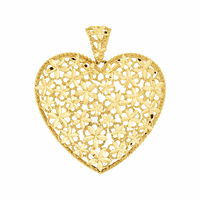 Pingente de Ouro 18K Coração Flores Diamantado Grande - MI22... - MICHELETTI JOIAS