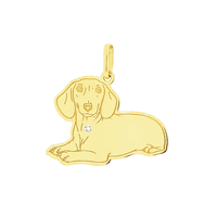 Pingente Cachorro Dachshund em Ouro 18K com Brilhante - MI17... - MICHELETTI JOIAS