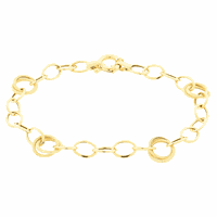 Pulseira de Ouro 18K Feminina Elos Pequenos Trabalhados