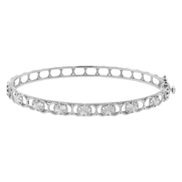 Bracelete de Ouro Branco 18K com Flores Diamantadas - MI2433 - MICHELETTI JOIAS