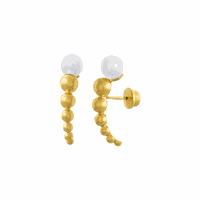 Brinco Ear Hook Ouro 18K Com Bolinhas E Pérolas - MI27523 - MICHELETTI JOIAS
