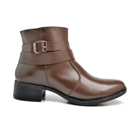 Bota Feminina De Couro Cano Curto 3001 Café - Kátia Cintra