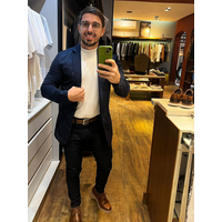 Blazer Skinny em Sarja Zip Off Bolso Embutido Marinho 00436