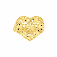 Anel Ouro 18K Coração Flores Diamantado - MI21388 - MICHELETTI JOIAS