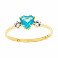 Anel de Ouro 18K com Coração de Topázio Azul - MI23727 - MICHELETTI JOIAS
