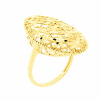 Anel Grande Oval Detalhe Flores Diamantado Ouro 18K - MI1697 - MICHELETTI JOIAS