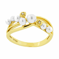 Anel Delicado de Pérolas e Diamantes em Ouro 18K - MI16759 - MICHELETTI JOIAS
